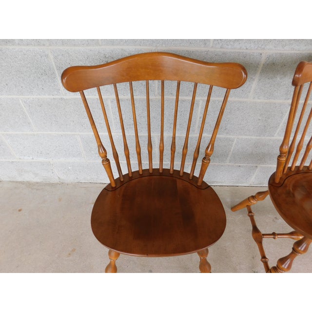 Wood Ethan Allen Heirloom Nutmeg Fan Back Windsor Side Chair - A Pair 10-6102 For Sale - Image 7 of 12