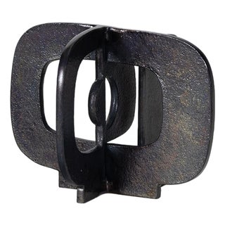 Modernist Sculpture Short, Blackened Zinc For Sale