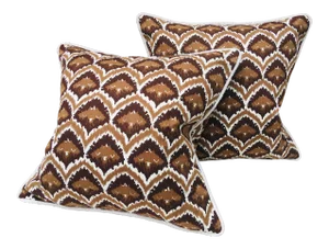 Mid Century Bob Collins Vintage Cotton Print Pillows - a Pair.l
