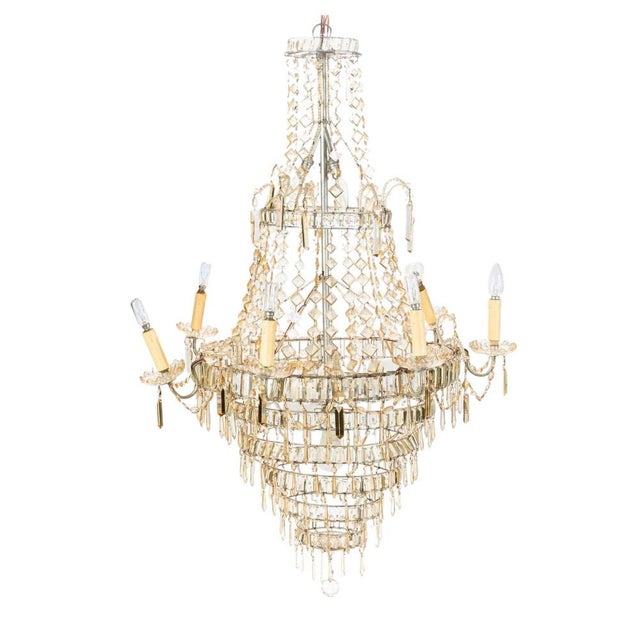 Large Spanish La Granja Crystal Chandelier, 1890s For Sale - Image 6 of 6