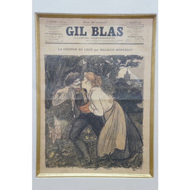 Black Antique Gil Blas French Belle Époque Newspaper Advertising Framed Steinlen 23" - Set of 4 For Sale - Image 8 of 18