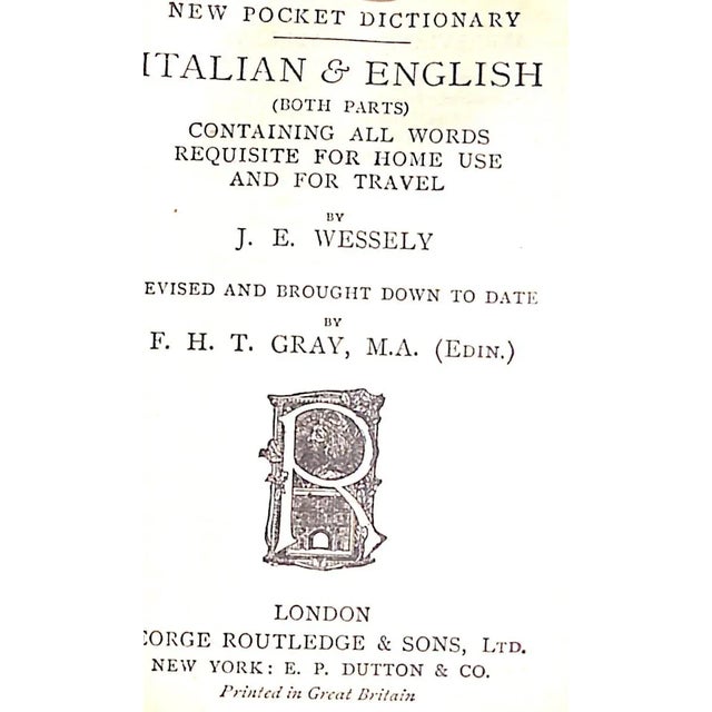 Paper Early 20th Century Gold-Tooled Leather Bound Miniature Dictionaries and Matching Atlas- Set of 6 For Sale - Image 7 of 12