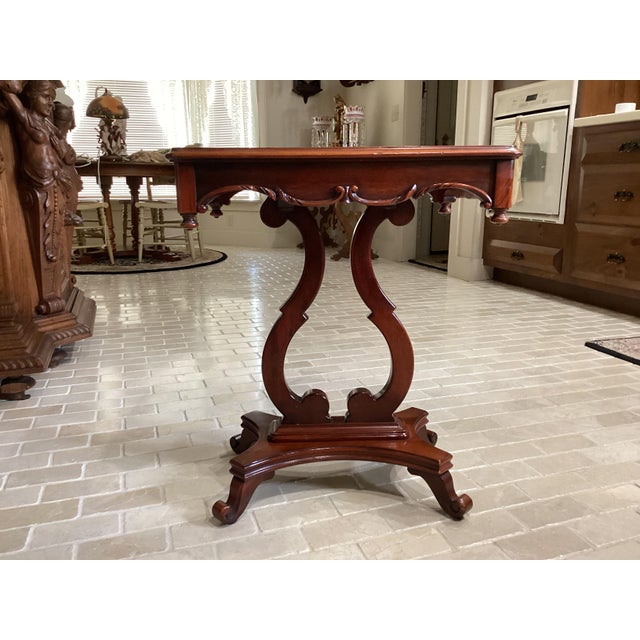 Antique Solid Mahogany Harp Art Nouveau Table Usa Pretty For Sale - Image 12 of 14