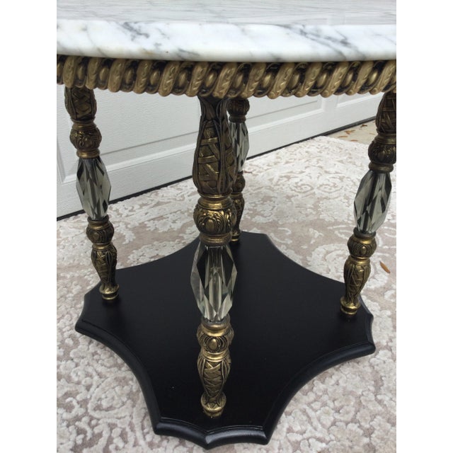 Vintage Palm Beach Style Marble Top Accent Table For Sale - Image 10 of 11