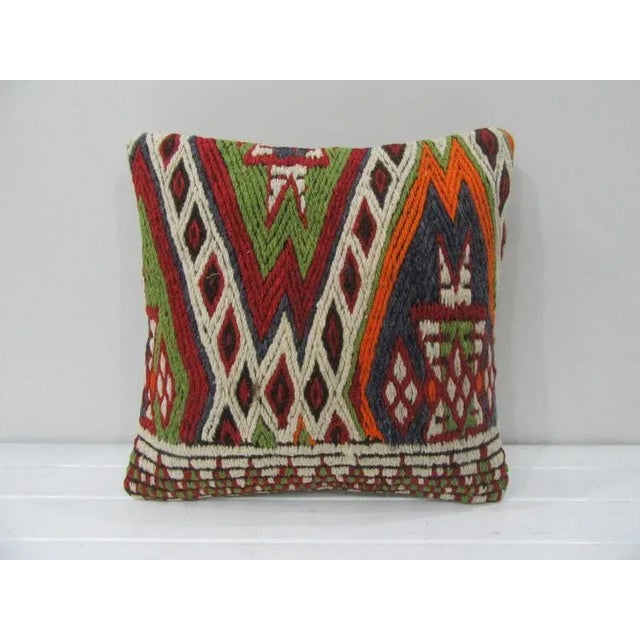 Embroidered Kilim Pillow For Sale - Image 4 of 4
