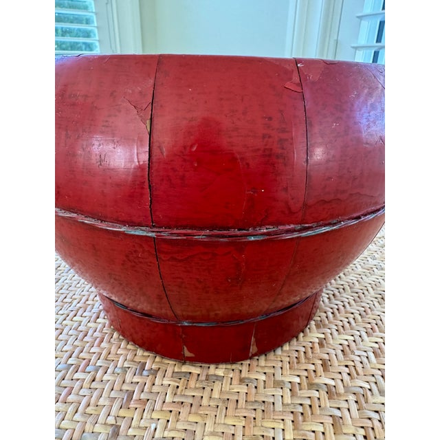 Hand Crafted 19th Century Chinese Rice Container With Vibrant Red Lacquer Finish For Sale - Image 4 of 8