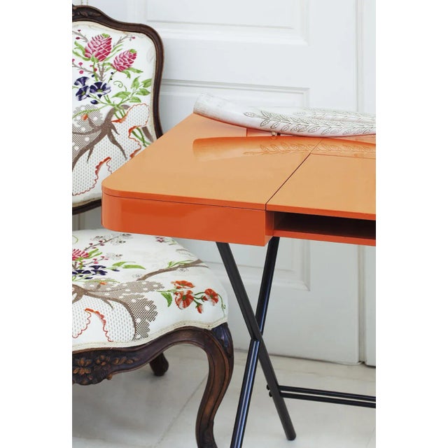 Contemporary Cosimo Desk with Orange Glossy Lacquered Top by Marco Zanuso Jr. for Adentro, 2017 For Sale - Image 3 of 12