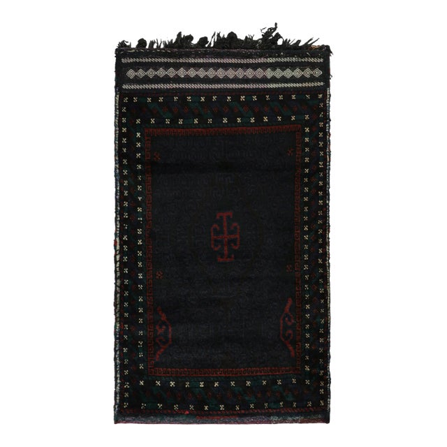 Rug & Kilim’s Baluch Tribal Rug in Navy Blue With Geometric Patterns For Sale