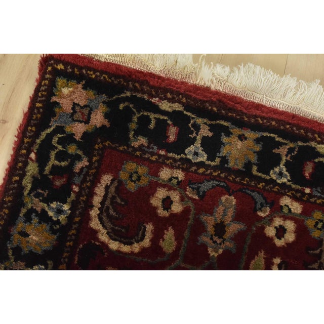 Farmhouse Agra Rug 1’5” X 2’1” Red Wool Vintage Traditional Hand-Knotted Oriental Carpet For Sale - Image 3 of 5