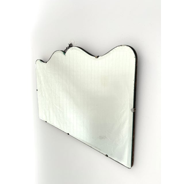 Modern Art Deco Frameless Scalloped Wall Mirror, 1940s For Sale - Image 3 of 14