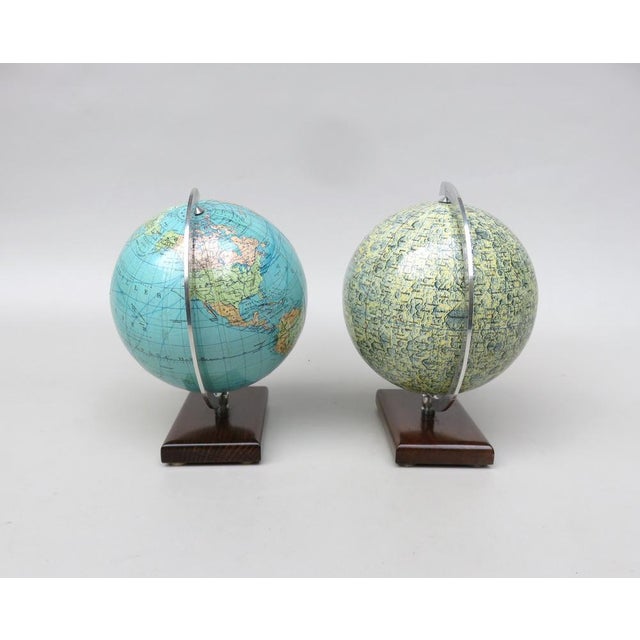 1960s Earth & Moon Globes from Columbus Publishing House, 1960s, Set of 2 For Sale - Image 5 of 18