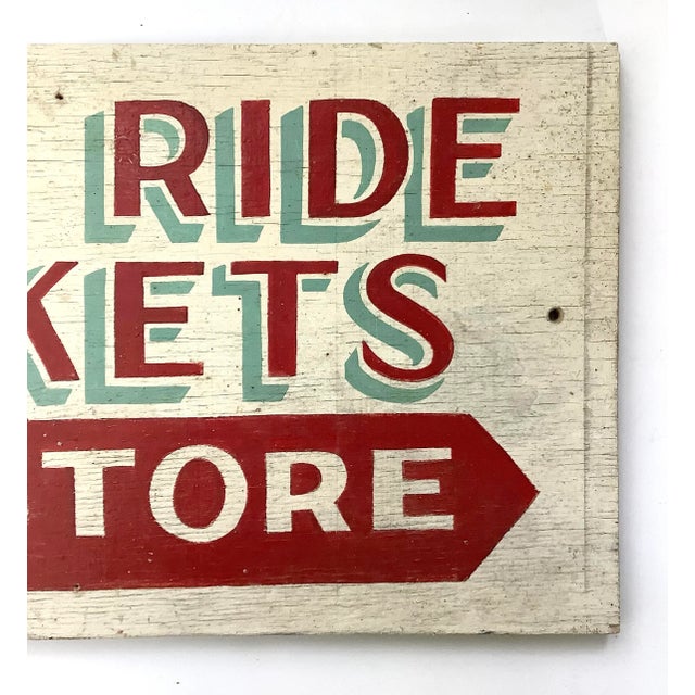 American Vintage Wood Hand Painted Pony Ride Tickets Sign For Sale - Image 3 of 4