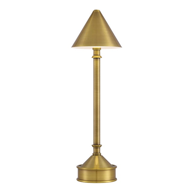 Currey & Company Traipse Brass Cordless Table Lamp For Sale