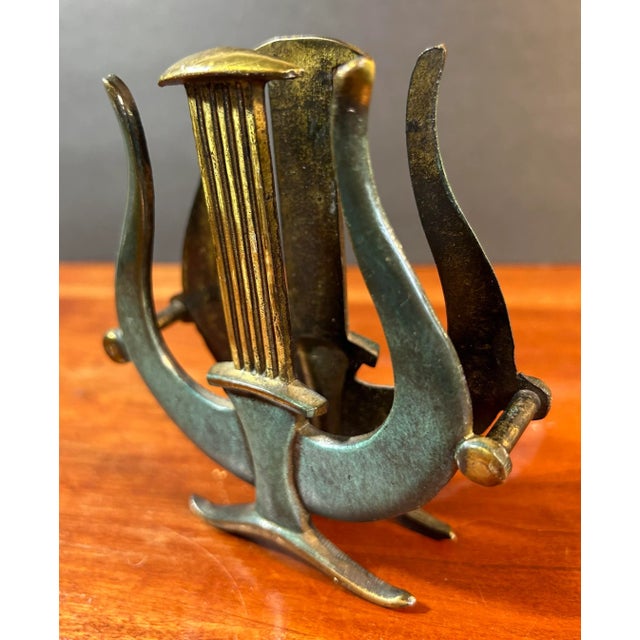 1960s 1960’s Vintage Bronze Harp Lyre Letter Holder Made in Israel For Sale - Image 5 of 6
