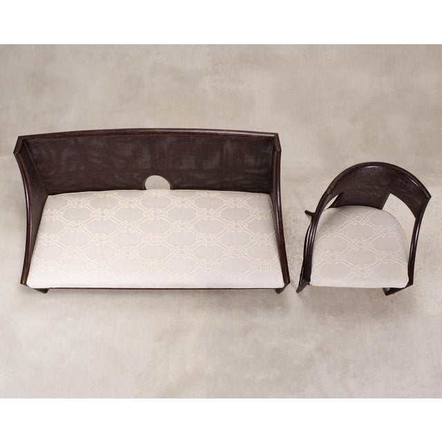 John McGuire Barbara Barry for McGuire Rattan Cane Settee and Armchair For Sale - Image 4 of 18