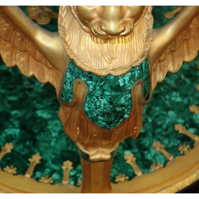 Mid 20th Century Russian Empire Style Gilt Bronze & Malachite Griffin Center Table For Sale - Image 14 of 18