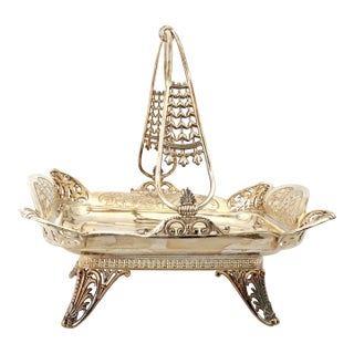 Late 19th Century James Tufts Victorian Silver Plate Cake Basket Circa 1870 For Sale