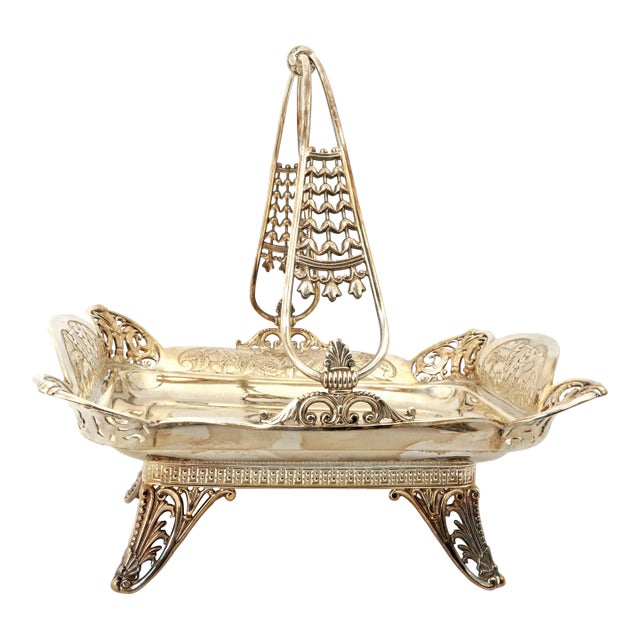 Late 19th Century James Tufts Victorian Silver Plate Cake Basket Circa 1870 For Sale