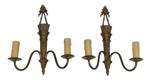 Louis The 16th Style Bronze Wall Sconces with Quiver and Ribbons - A Pair