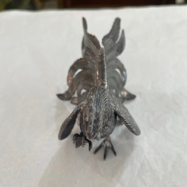 Vintage Silverplate Fighting Cockerels Roosters Figurines Set of 2 For Sale - Image 4 of 11