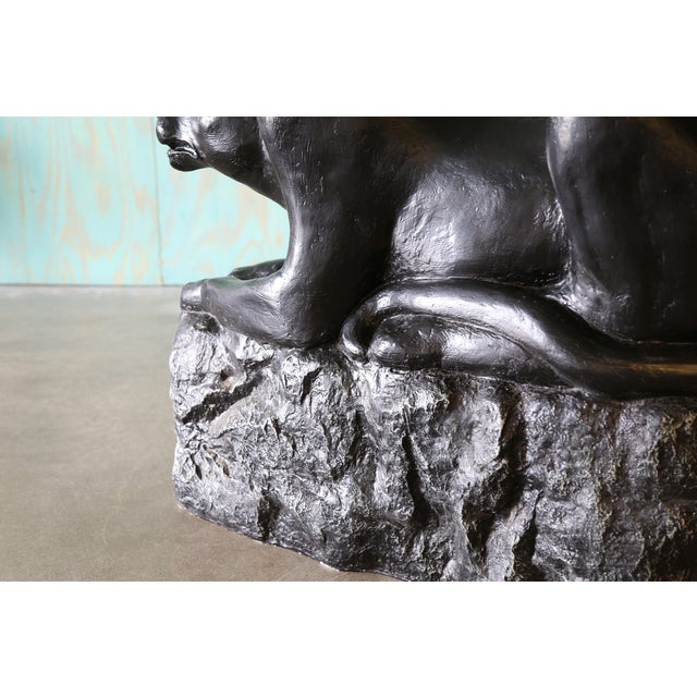 Glass 1970s Vintage Panther Glass Dining Table / Desk Plaster Hollywood Regency For Sale - Image 7 of 10