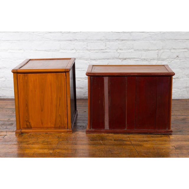 Two Chinese Qing Dynasty Fruitwood Side Cabinets with Carved Décor, Sold Each For Sale - Image 12 of 12