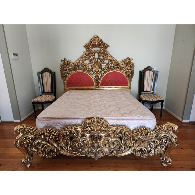 Late 20th Century Italian Hand-Carved Gilt Bed | Baroque / Rococo Style For Sale - Image 13 of 16