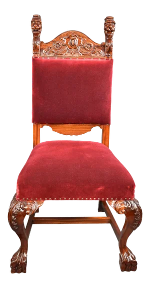 Vintage Renaissance Revival Style Lion Heads Fireside Accent Chair