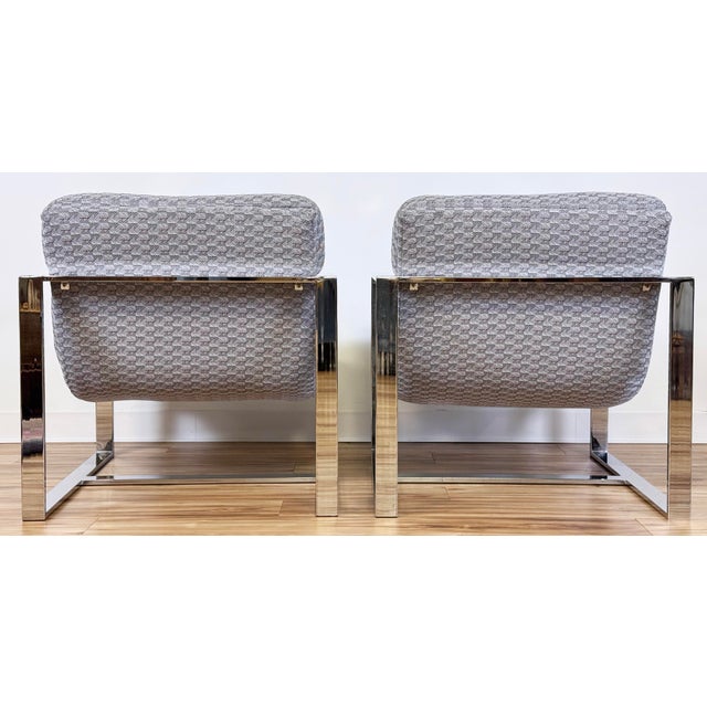 Vintage MCM Milo Baughman Style Chrome Slingback Lounge Chairs, a Pair For Sale - Image 10 of 16