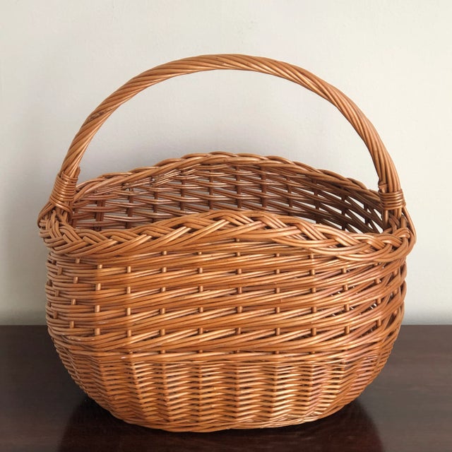 Wood Rustic Mid-20th Century Market Basket For Sale - Image 7 of 9