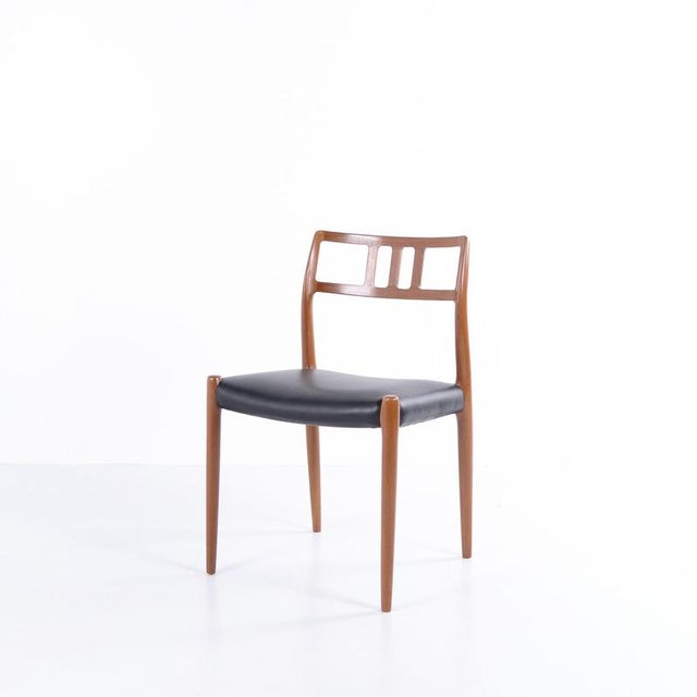 Model 79 Dining or Entrance Chair in Teak and Black Leather by Niels Otto Møller, 1960s For Sale - Image 3 of 11