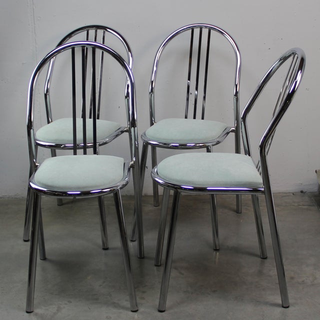 Vintage Chairs in Chrome Plating, 1970s, Set of 4, in Very Good conditions. Designed 1970 to 1979