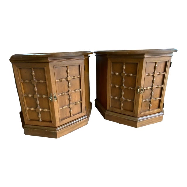 1970s Round Drum Barrel Shape Travertine Top End Side Table For Sale