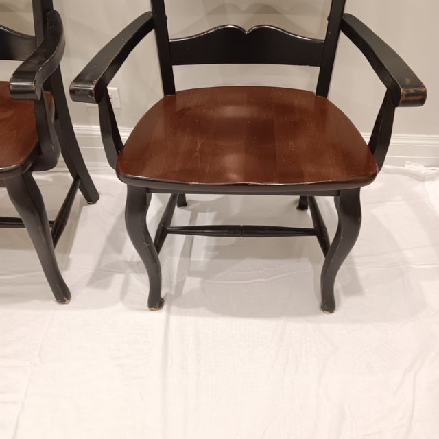 Vintage French Country Farmhouse Ladderback Arm Chairs, Set of 2 For Sale - Image 10 of 18