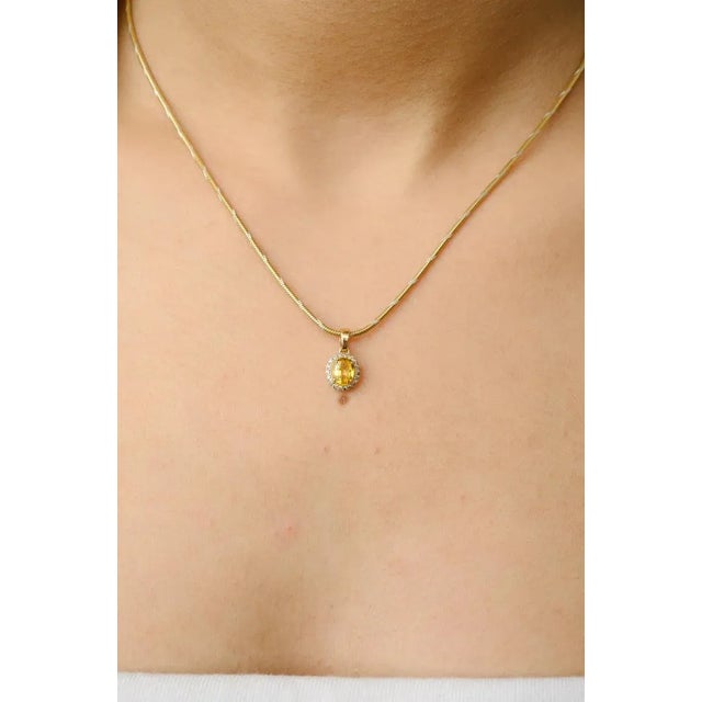 18k Gold Yellow Sapphire & Diamodn Jewelry Set- 4 Pieces Thanksgiving Gifts For Sale - Image 10 of 17