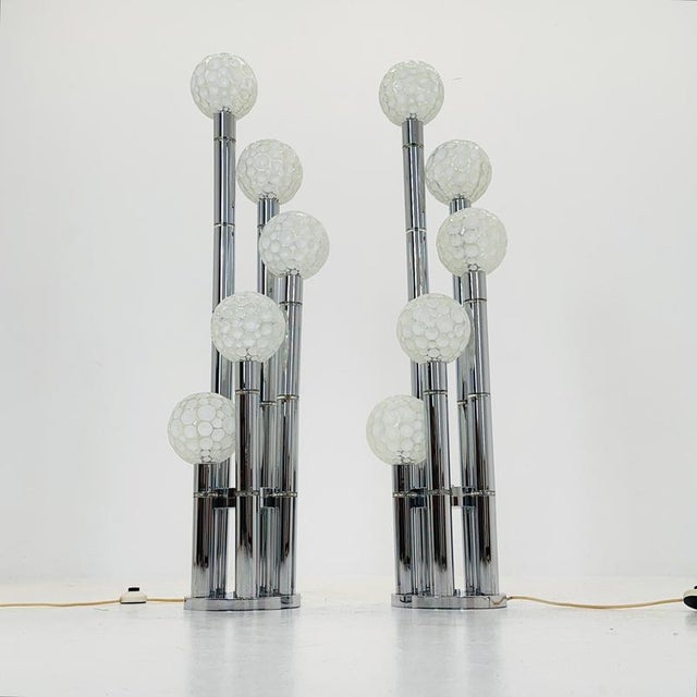 Vintage Chrome Floor Lamp with Glass Globes, 1970s For Sale - Image 10 of 18