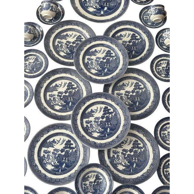 Traditional Late 20th Century Blue Willow Johnson Brothers- Made in England Dish Set - A Set of 41 Pieces For Sale - Image 3 of 11