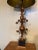 Italian Vintage Italian Gilt Gold Floral Tole Black Marble Table Lamp For Sale - Image 3 of 9