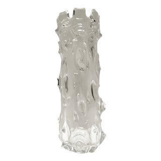 Transparent Mugnoni Murano Glass Vase attributed to Ercole Barovier, Italy, 1940s For Sale
