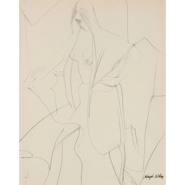 This 1960-1961 graphite on paper figure is by Northern California artist Hugh Wiley (1922-2013). Wiley studied at the...