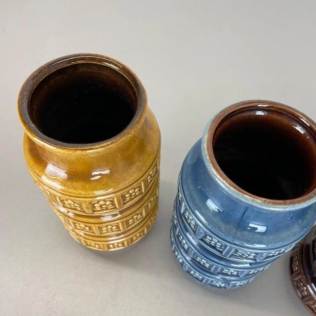 German Pottery Fat Lava Vases Multi-Color from Scheurich, 1970s, Set of 3 For Sale - Image 11 of 16