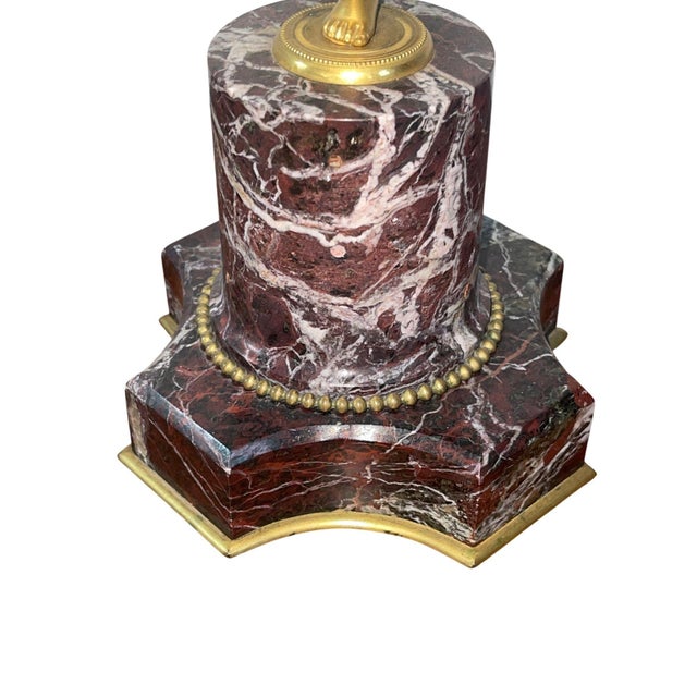 Pair of 19th Century Gilt Bronze Figural Putti Candelabras on Marble Base For Sale - Image 4 of 10