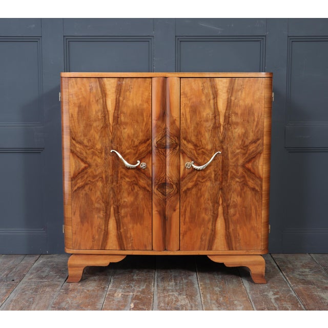 Art Deco French Walnut Two-Door Figured Buffet, 1930 For Sale - Image 10 of 16