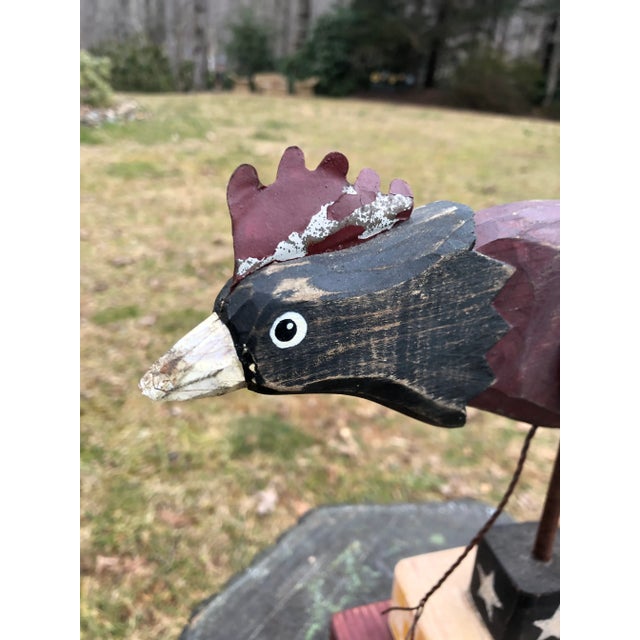 Late 20th Century Late 20th Century Wood Carved Rooster on Stand For Sale - Image 5 of 8