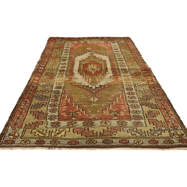 Rustic Vintage Turkish Oushak Rug - 03'07 X 06'08 For Sale - Image 3 of 8