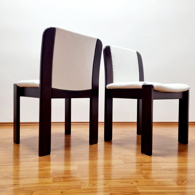 Postmodern Italian Wood and Velvet Dining Chairs, Italy, 1980s, Set of 4 For Sale - Image 6 of 10