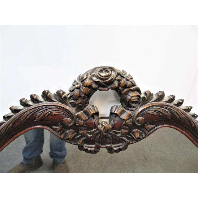 French French Figural Painted & Carved Walnut Mirror For Sale - Image 3 of 4