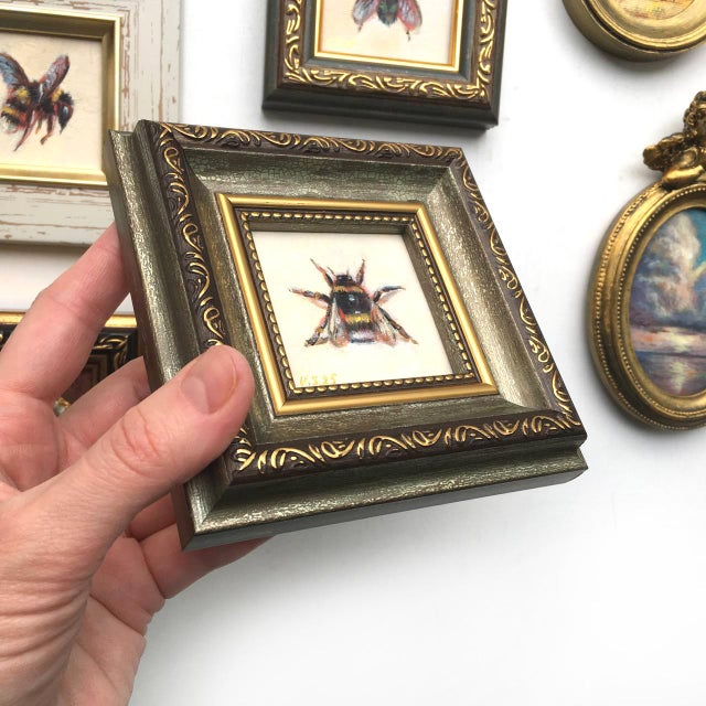 2020s Framed Insect Bee Fly Painting Original Vintage Style by Valeriya Serova For Sale - Image 5 of 6