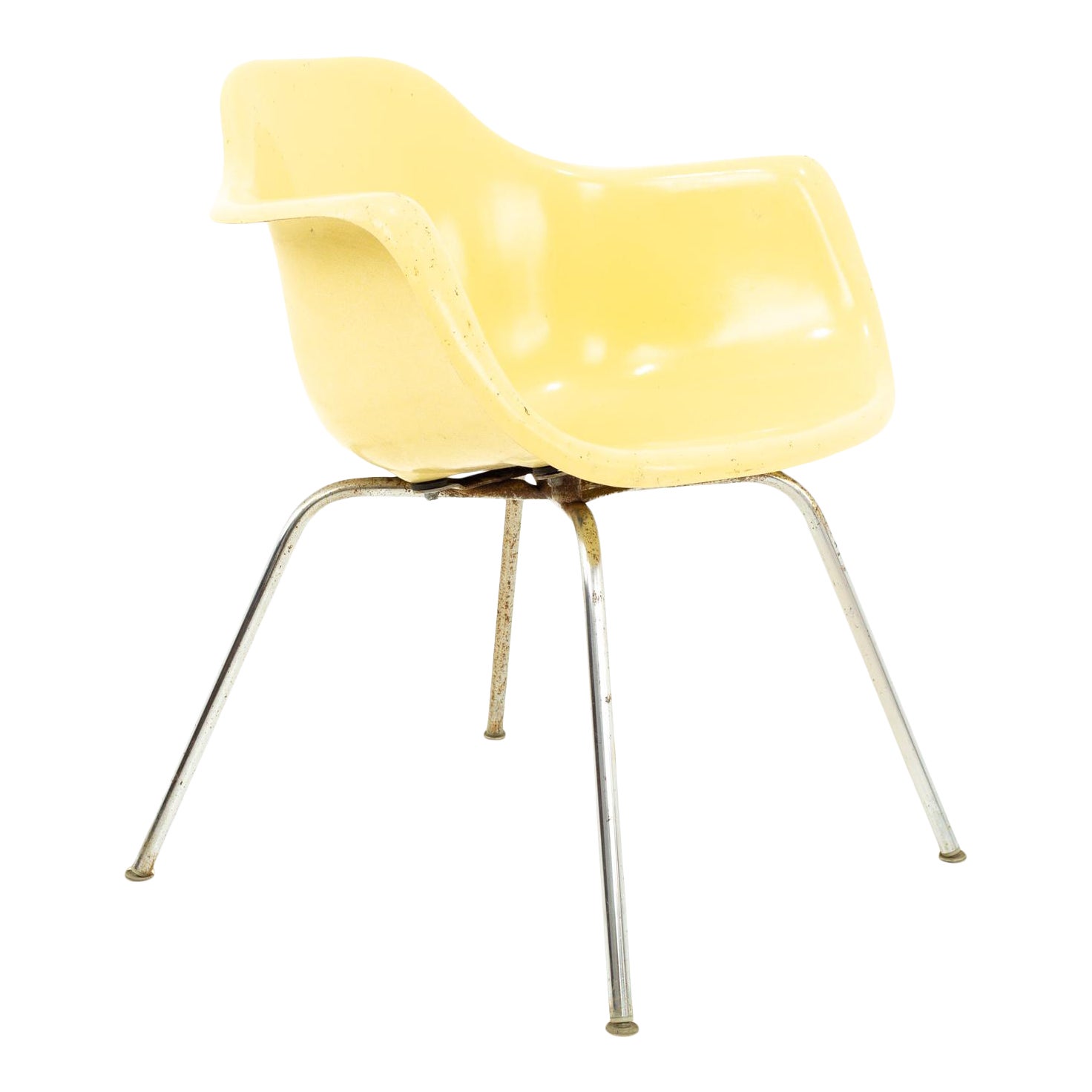 Eames Style Krueger Metal Products Mid Century Yellow Fiberglass Shell