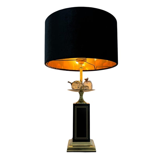 Hollywood Regency Hollywood Regency Table Lamp with Glass Fruit from Maison Charles, France, 1970s For Sale - Image 3 of 10